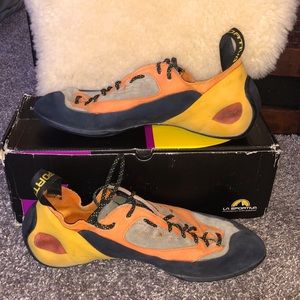 La Sportiva Finale brown/orange leather climbing shoes